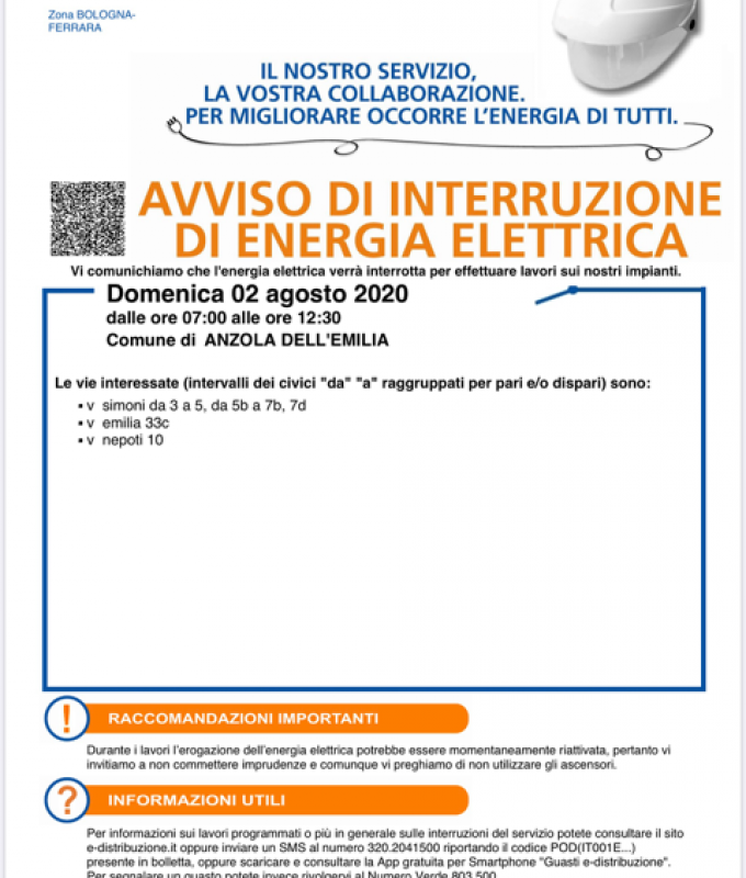 Interruzione energia elettrica