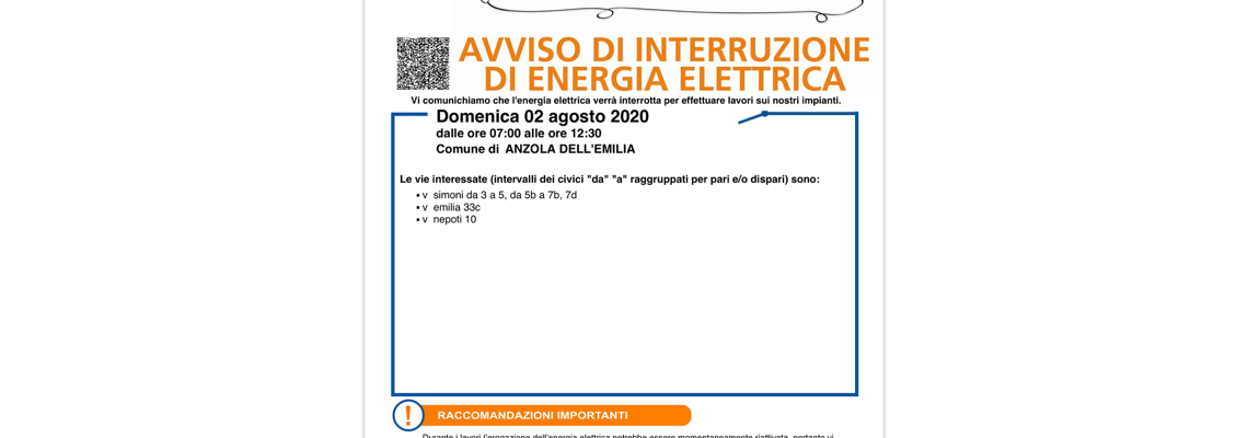 Interruzione energia elettrica